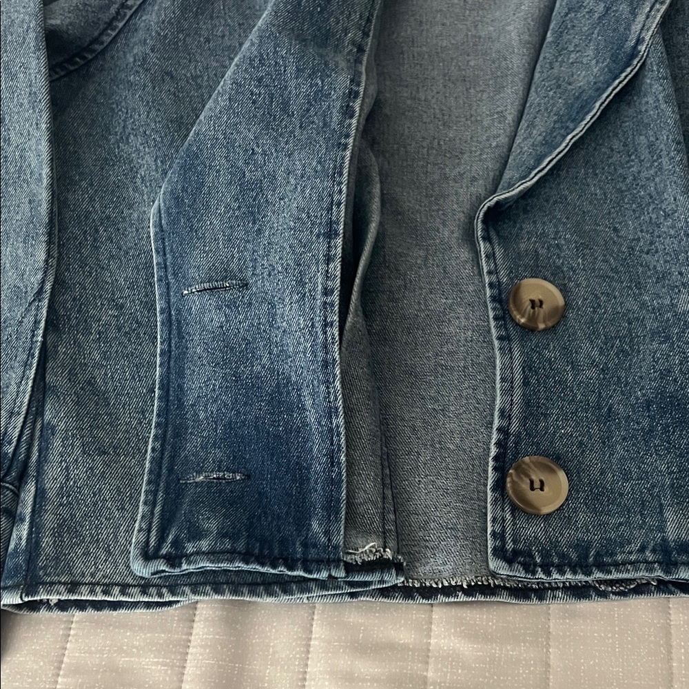 PEACH Women's Denim JACKET Blazer - Blue Jean never worn size L - Picture 16 of 17